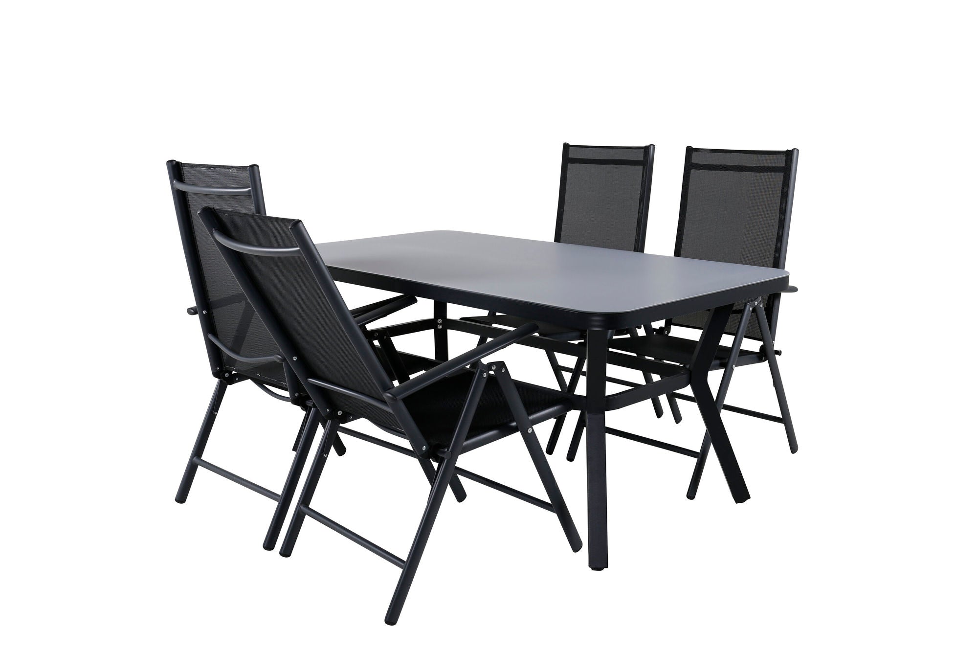 Venture Home Virya spisebord - BLACK Alu / Grey Glass - small bord+Break 5:pos stol - Black/Black_4