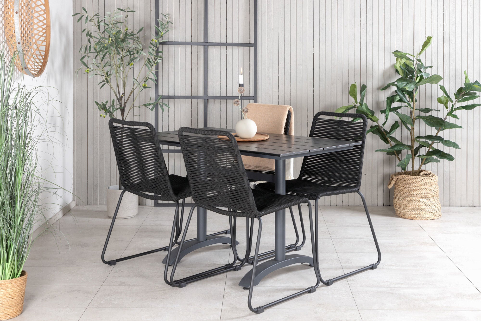 Venture Home Denver 70*120 Black/Black+Lindos Stacking stol - Black Alu / Black Rope_4