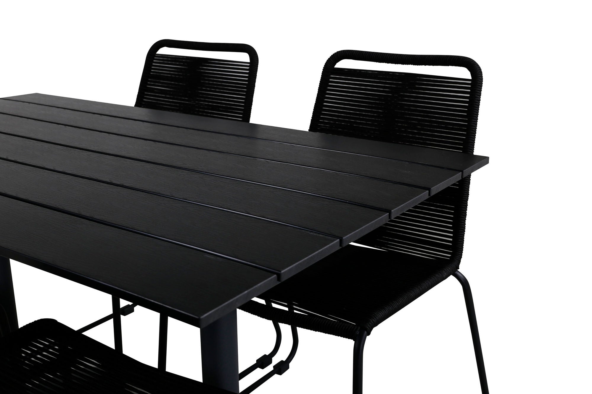 Venture Home Denver 70*120 Black/Black+Lindos Stacking stol - Black Alu / Black Rope_4
