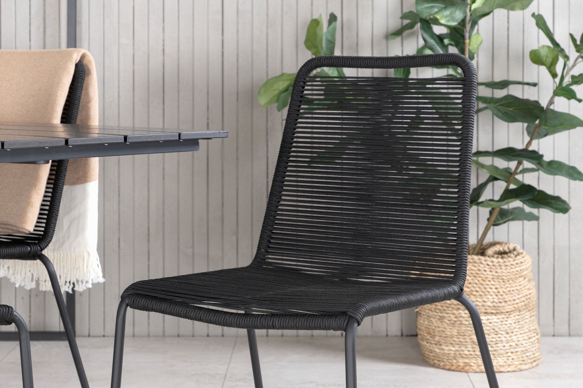 Venture Home Denver 70*120 Black/Black+Lindos Stacking stol - Black Alu / Black Rope_4