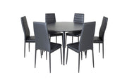 Venture Home Dipp spisebord - 115cm - Black Veneer / All black legs +Slim High Back Spisebordsstol - Black Legs - Black PU_6