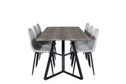 Venture Home Marina spisebord - 180*90*H75 - Grey / Black+Polar Diamond Spisebordsstol - Black Legs - Grey Fabric_6