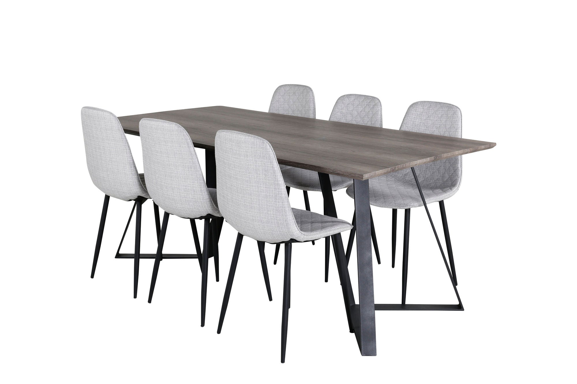 Venture Home Marina spisebord - 180*90*H75 - Grey / Black+Polar Diamond Spisebordsstol - Black Legs - Grey Fabric_6
