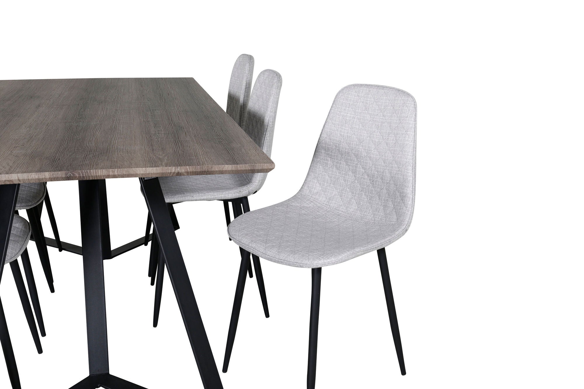 Venture Home Marina spisebord - 180*90*H75 - Grey / Black+Polar Diamond Spisebordsstol - Black Legs - Grey Fabric_6