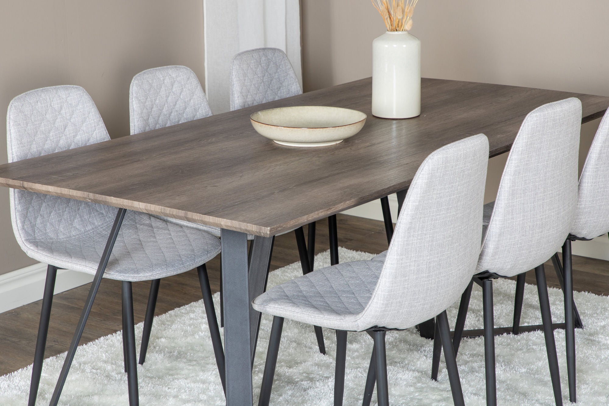 Venture Home Marina spisebord - 180*90*H75 - Grey / Black+Polar Diamond Spisebordsstol - Black Legs - Grey Fabric_6