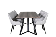 Venture Home Marina spisebord - 180*90*H75 - Grey / Black+Plaza Dining chair - Black legs - Light Grey Fabric_6