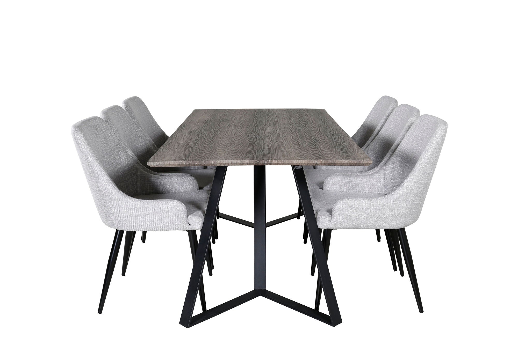 Venture Home Marina spisebord - 180*90*H75 - Grey / Black+Plaza Dining chair - Black legs - Light Grey Fabric_6