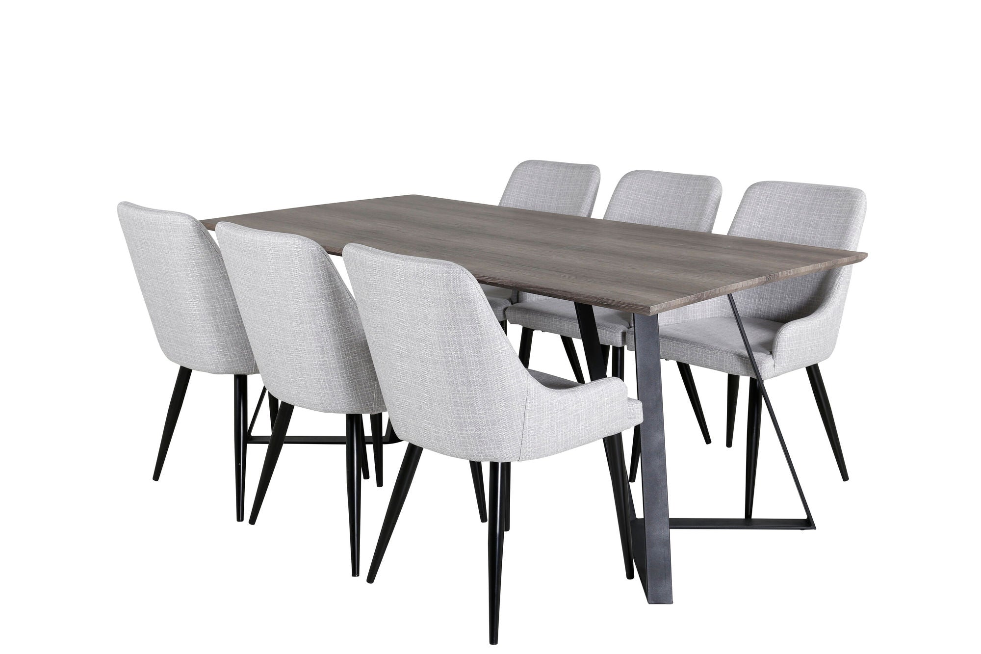 Venture Home Marina spisebord - 180*90*H75 - Grey / Black+Plaza Dining chair - Black legs - Light Grey Fabric_6