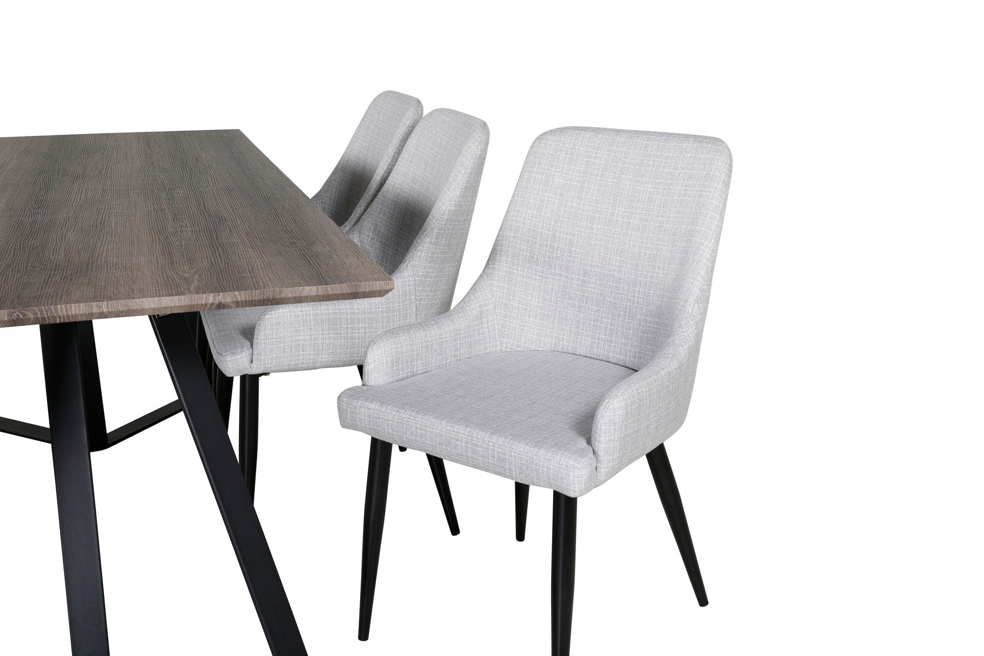 Venture Home Marina spisebord - 180*90*H75 - Grey / Black+Plaza Dining chair - Black legs - Light Grey Fabric_6
