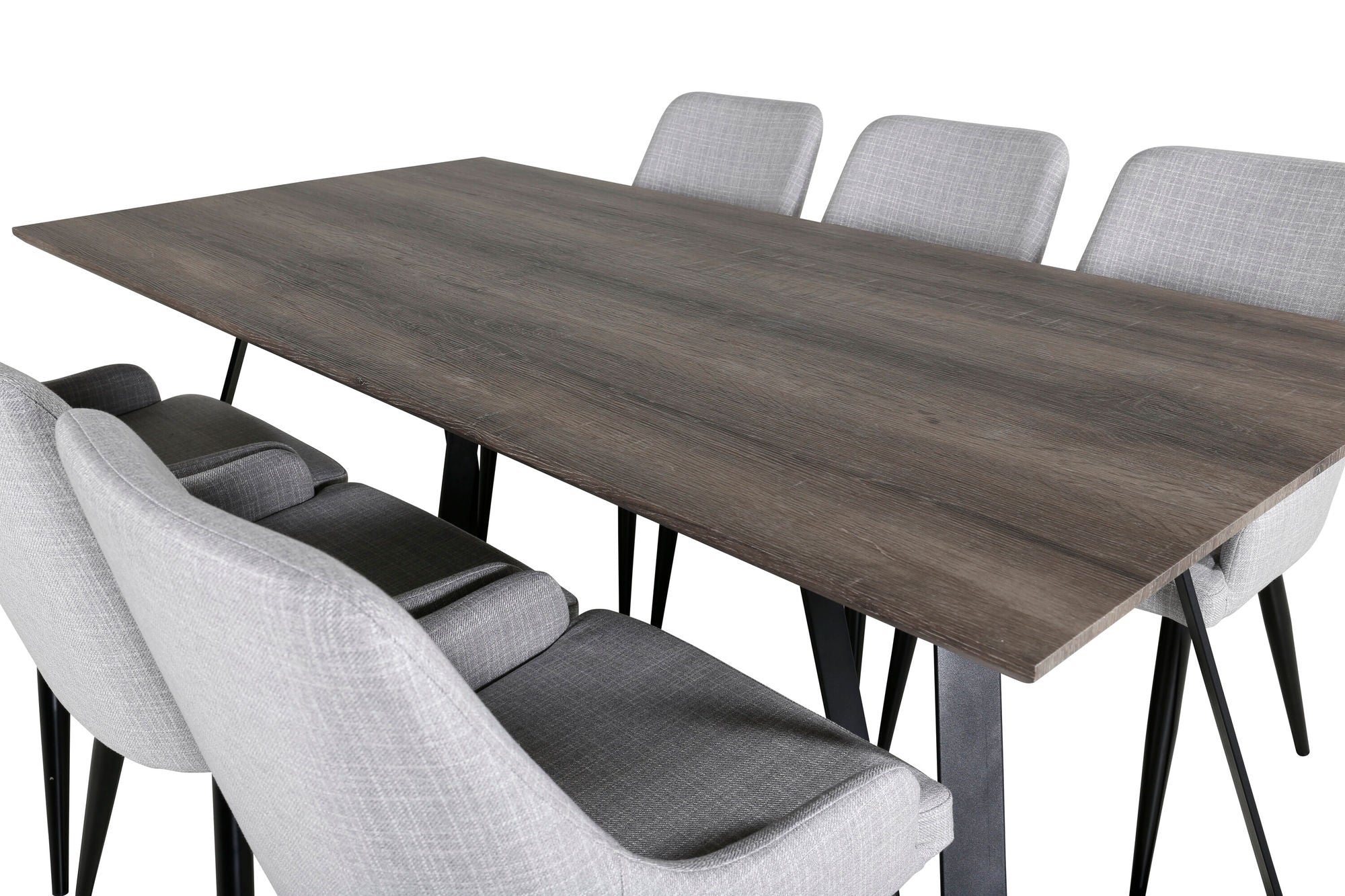 Venture Home Marina spisebord - 180*90*H75 - Grey / Black+Plaza Dining chair - Black legs - Light Grey Fabric_6