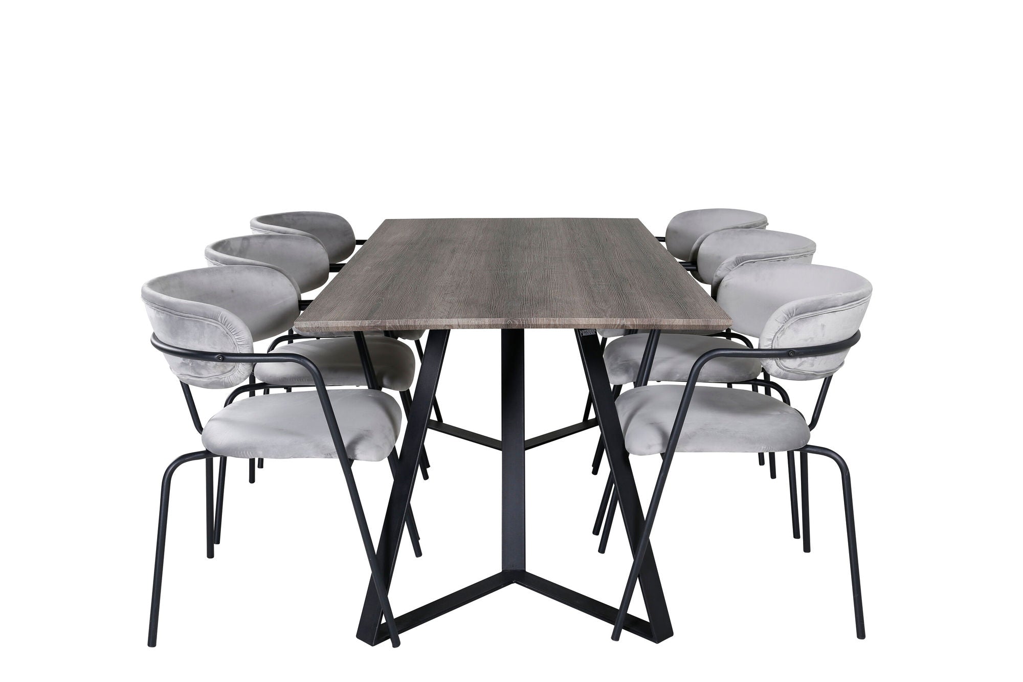Venture Home Marina spisebord - 180*90*H75 - Grey / Black+Arrow armchair - Black Legs - Grey Velvet_6