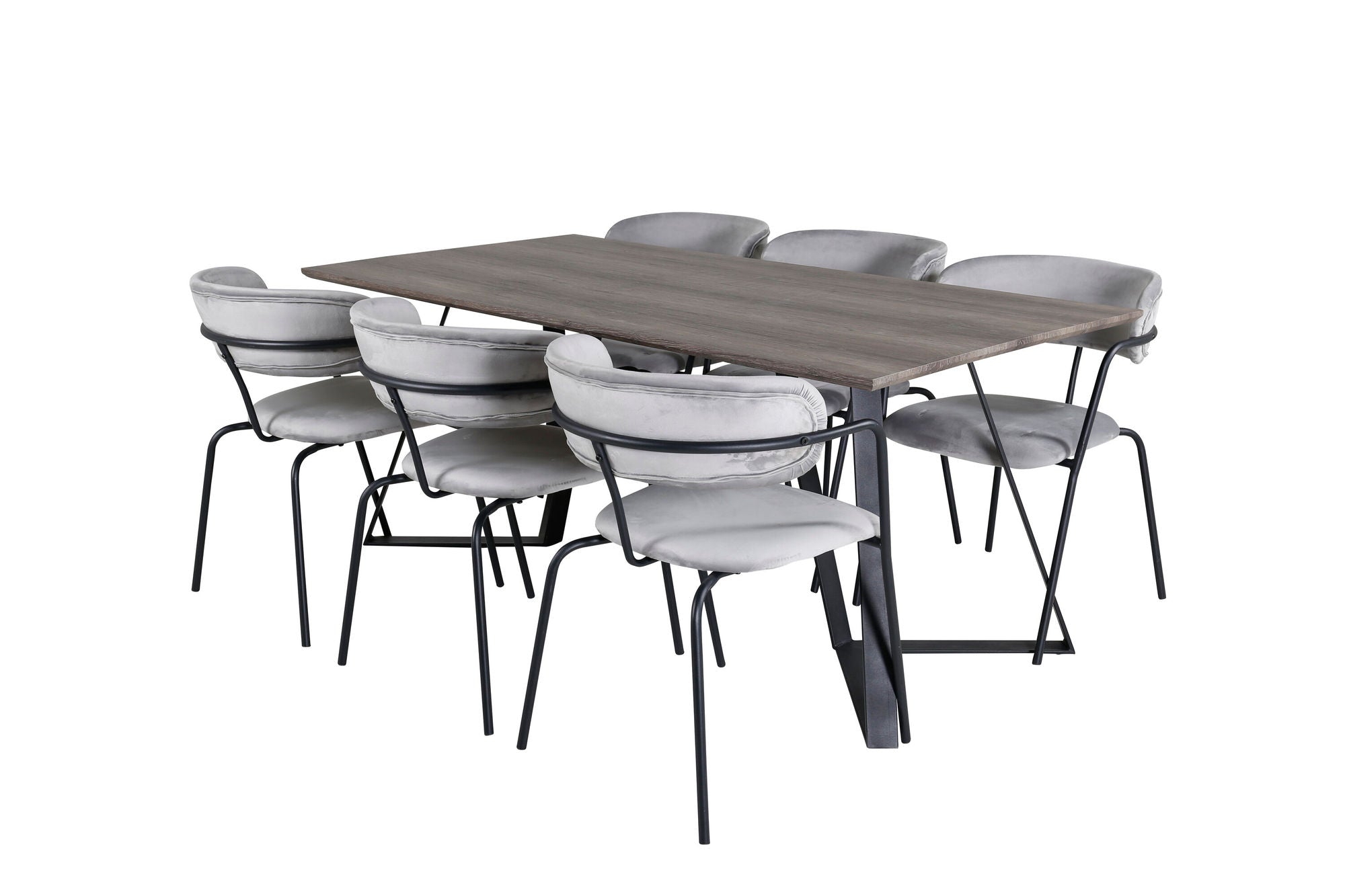 Venture Home Marina spisebord - 180*90*H75 - Grey / Black+Arrow armchair - Black Legs - Grey Velvet_6