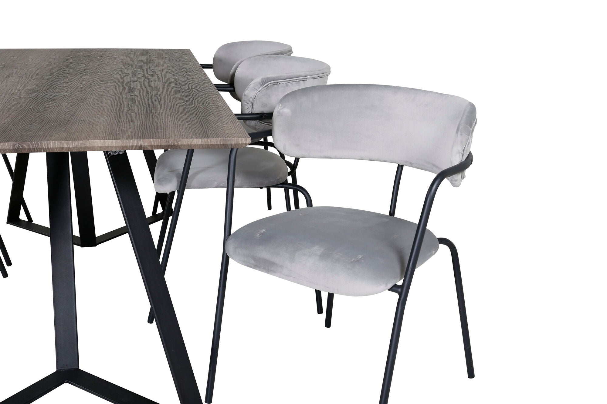 Venture Home Marina spisebord - 180*90*H75 - Grey / Black+Arrow armchair - Black Legs - Grey Velvet_6