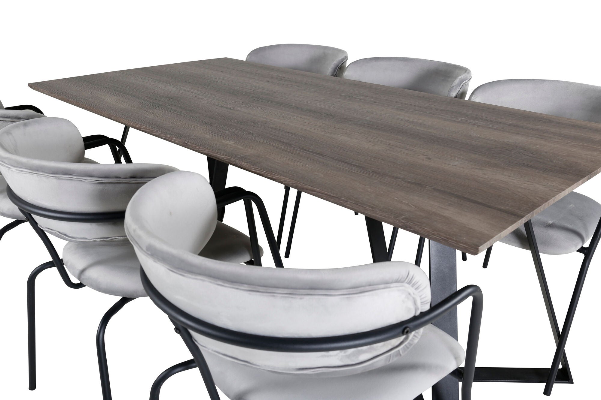 Venture Home Marina spisebord - 180*90*H75 - Grey / Black+Arrow armchair - Black Legs - Grey Velvet_6
