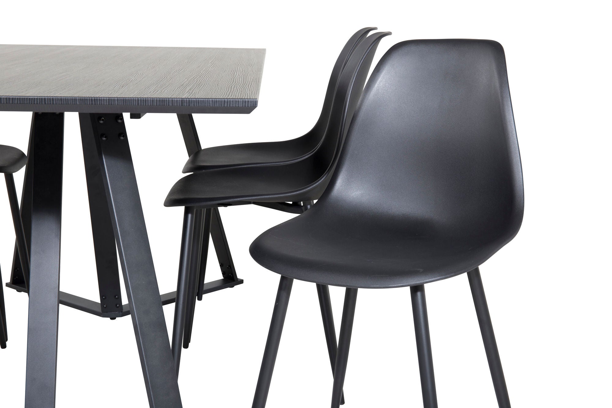 Venture Home Marina spisebord - Black top / Black Legs +Polar Plastic Spisebordsstol - Black Legs / Black Plastic_6