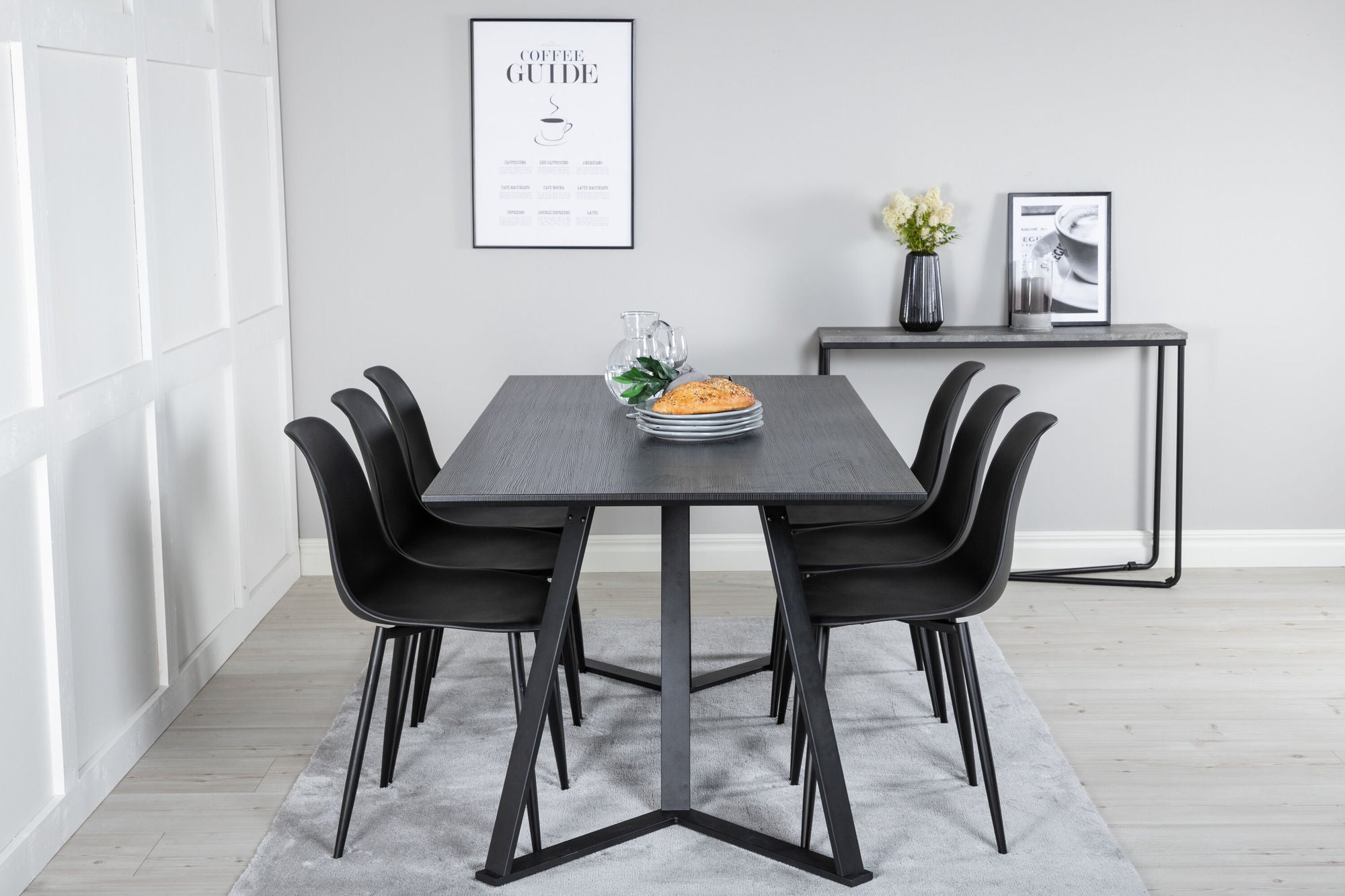 Venture Home Marina spisebord - Black top / Black Legs +Polar Plastic Spisebordsstol - Black Legs / Black Plastic_6