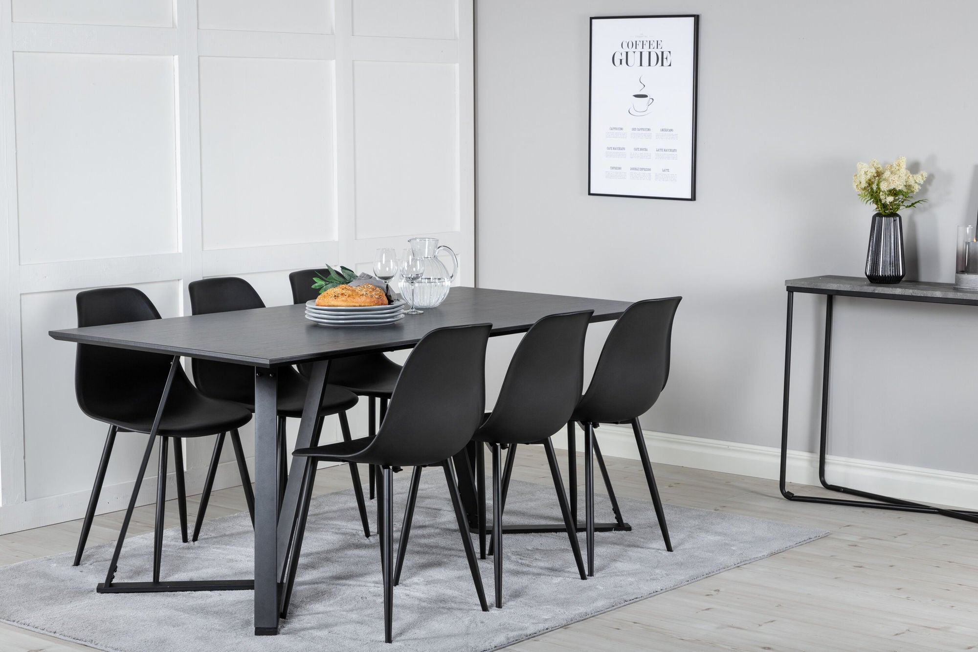 Venture Home Marina spisebord - Black top / Black Legs +Polar Plastic Spisebordsstol - Black Legs / Black Plastic_6