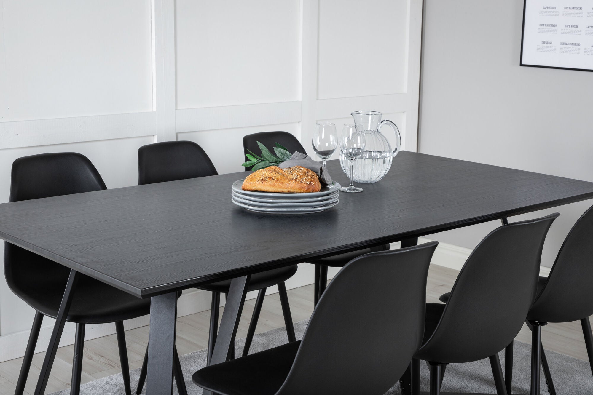 Venture Home Marina spisebord - Black top / Black Legs +Polar Plastic Spisebordsstol - Black Legs / Black Plastic_6
