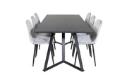 Venture Home Marina spisebord - Black top / Black Legs +Polar Diamond Spisebordsstol - Black Legs - Grey Velvet_6
