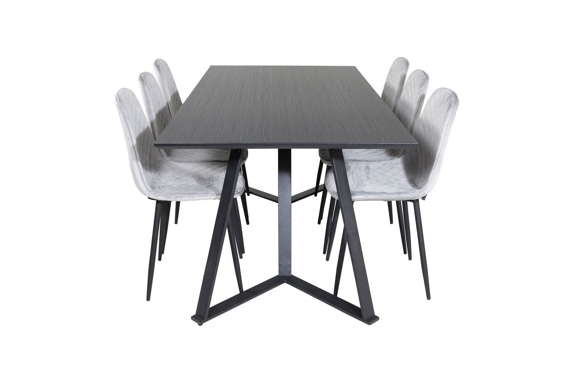 Venture Home Marina spisebord - Black top / Black Legs +Polar Diamond Spisebordsstol - Black Legs - Grey Velvet_6