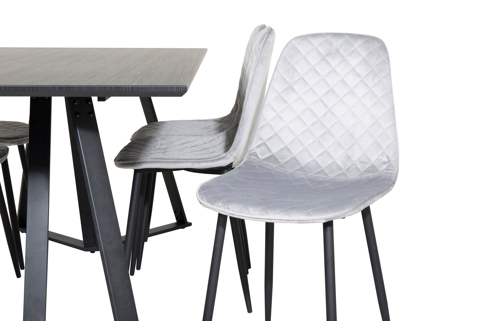 Venture Home Marina spisebord - Black top / Black Legs +Polar Diamond Spisebordsstol - Black Legs - Grey Velvet_6