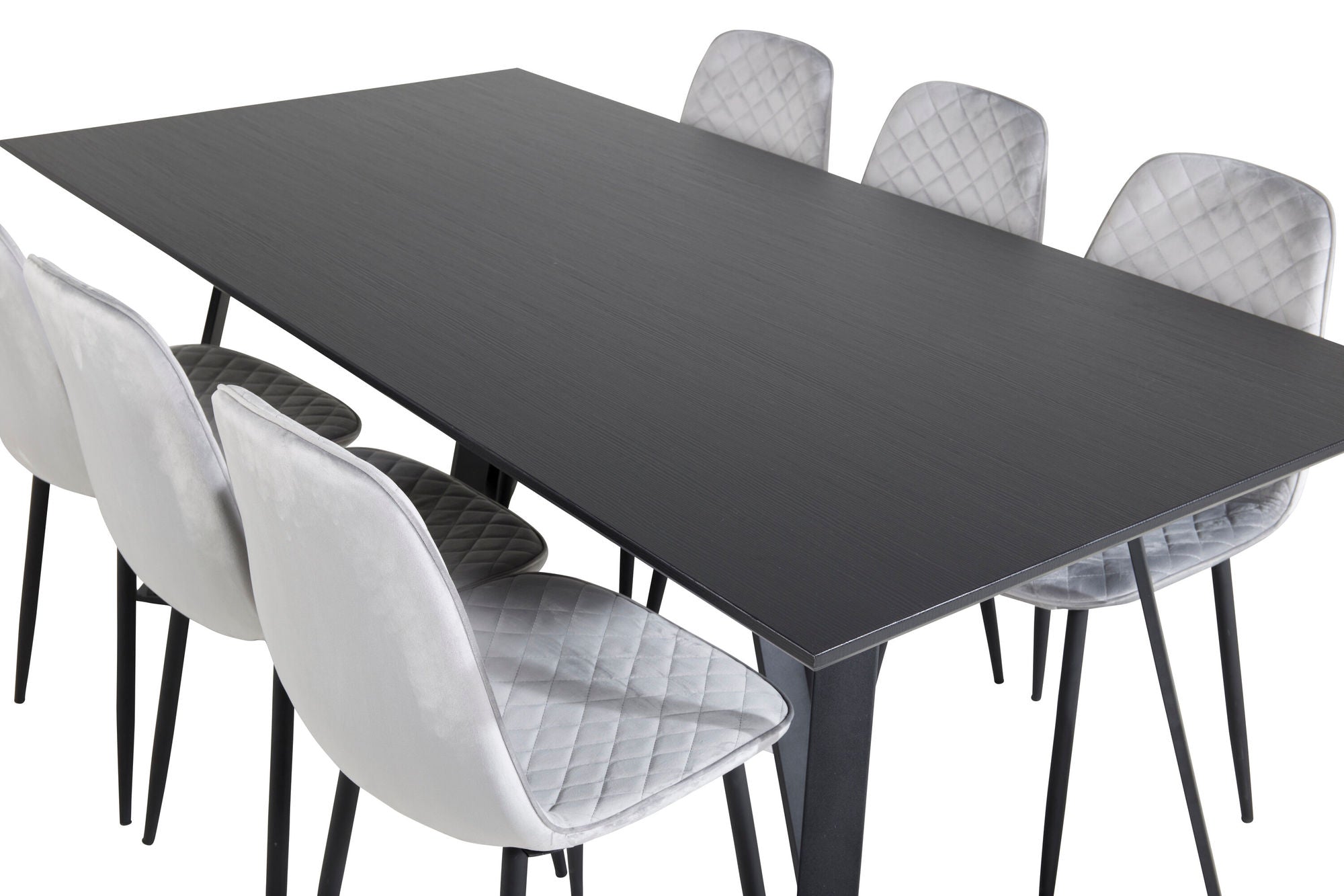 Venture Home Marina spisebord - Black top / Black Legs +Polar Diamond Spisebordsstol - Black Legs - Grey Velvet_6