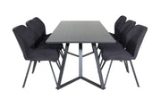 Venture Home Marina spisebord - Black top / Black Legs +Gemma Spisebordsstol - Black Legs - Black Fabric_6