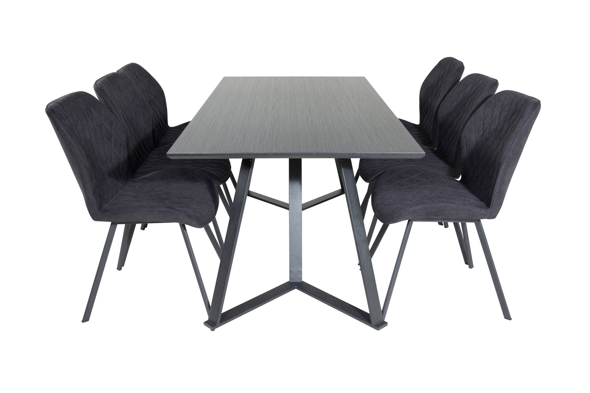 Venture Home Marina spisebord - Black top / Black Legs +Gemma Spisebordsstol - Black Legs - Black Fabric_6