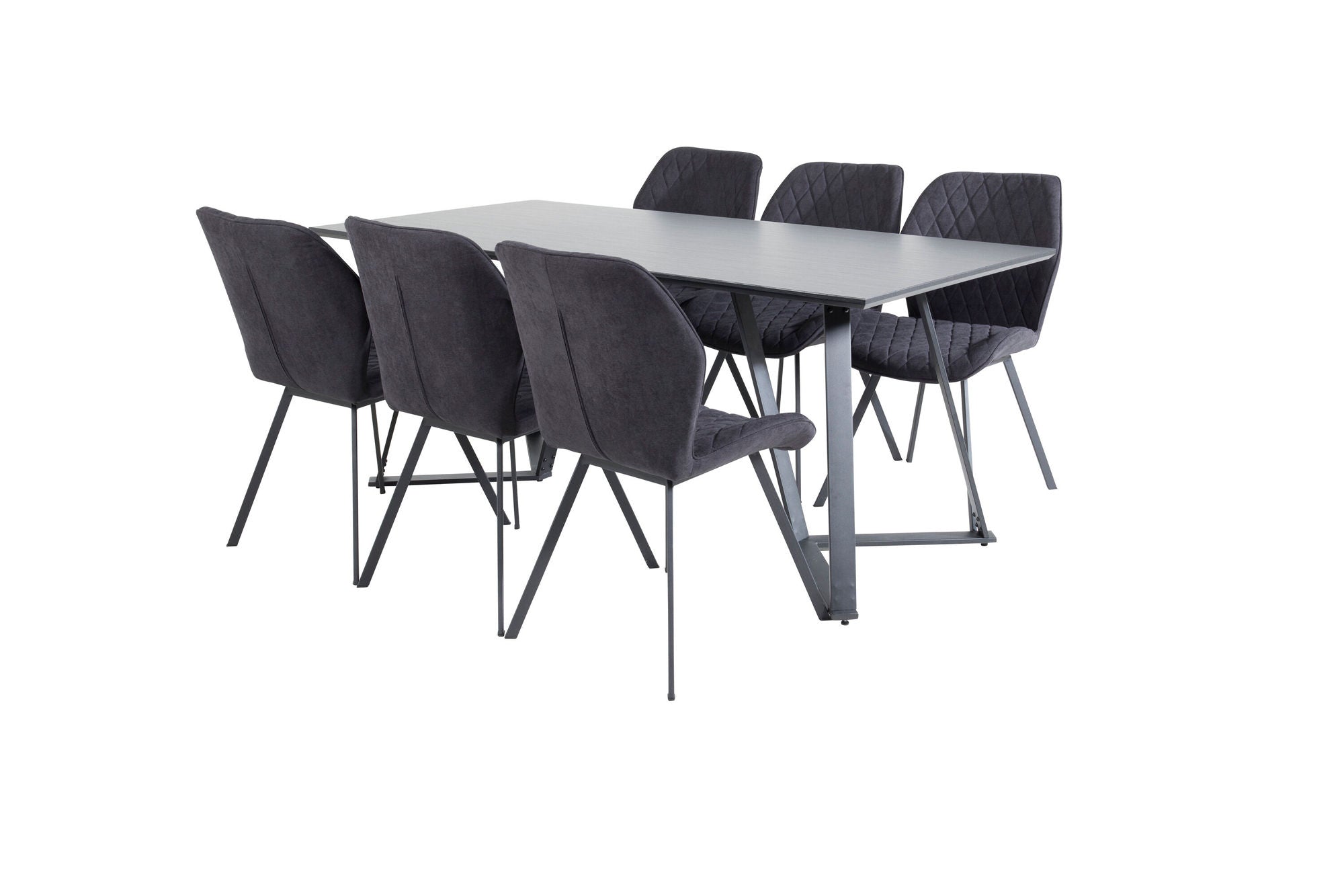 Venture Home Marina spisebord - Black top / Black Legs +Gemma Spisebordsstol - Black Legs - Black Fabric_6