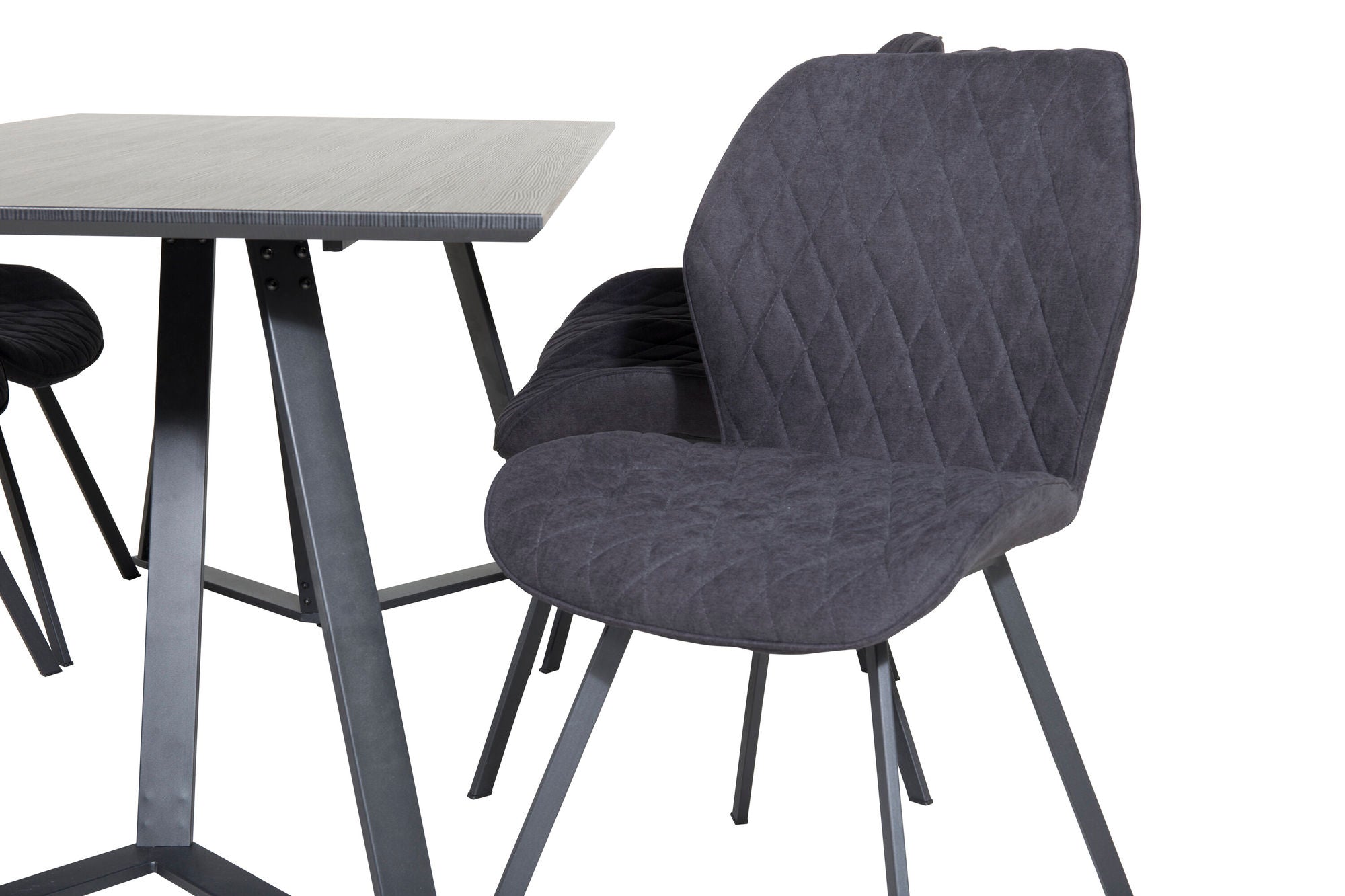 Venture Home Marina spisebord - Black top / Black Legs +Gemma Spisebordsstol - Black Legs - Black Fabric_6