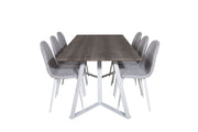 Venture Home Marina spisebord - Grey "oak" / White Legs +Polar Spisebordsstol - White Legs - Light Grey Fabric_6