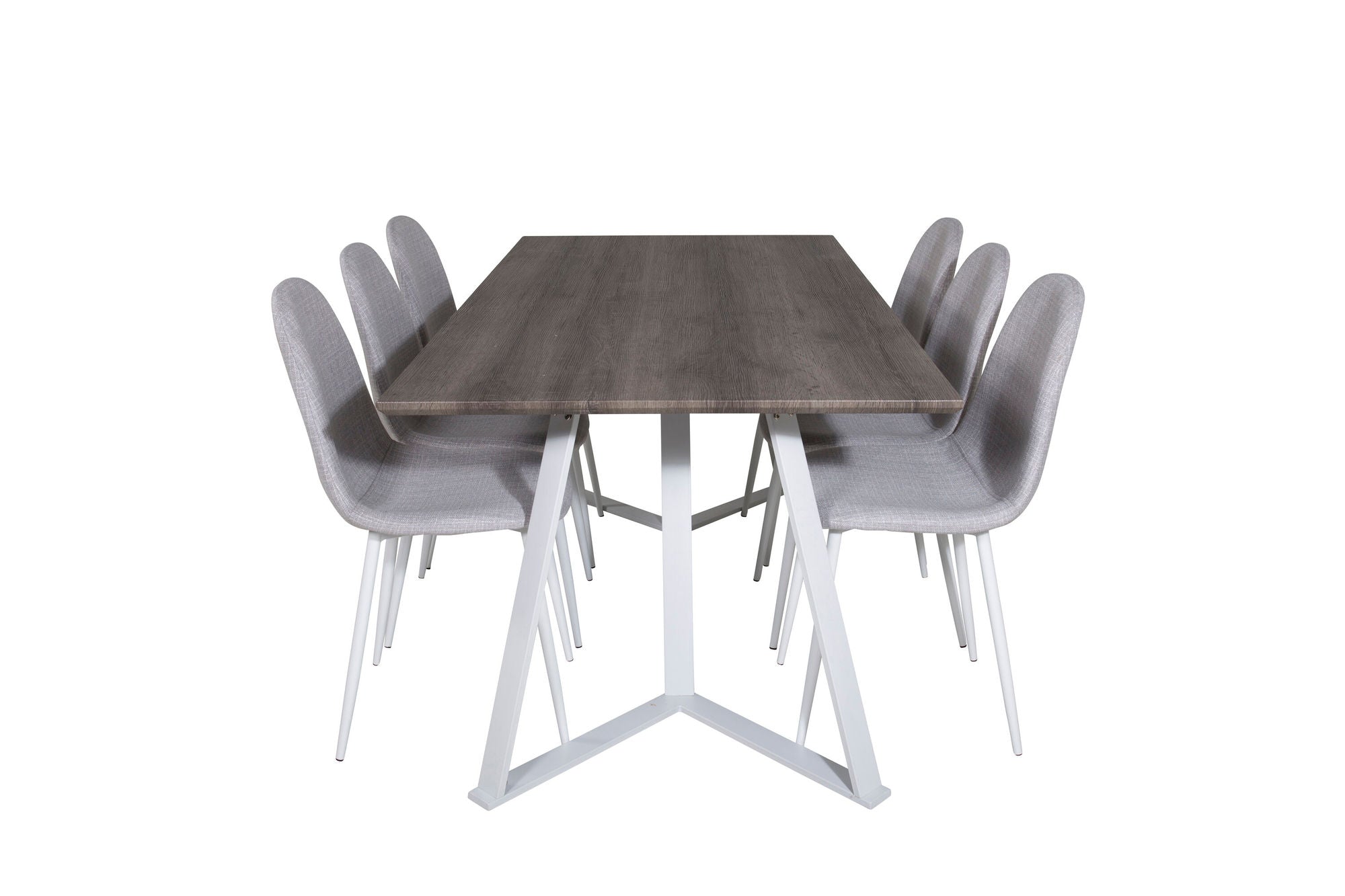 Venture Home Marina spisebord - Grey "oak" / White Legs +Polar Spisebordsstol - White Legs - Light Grey Fabric_6