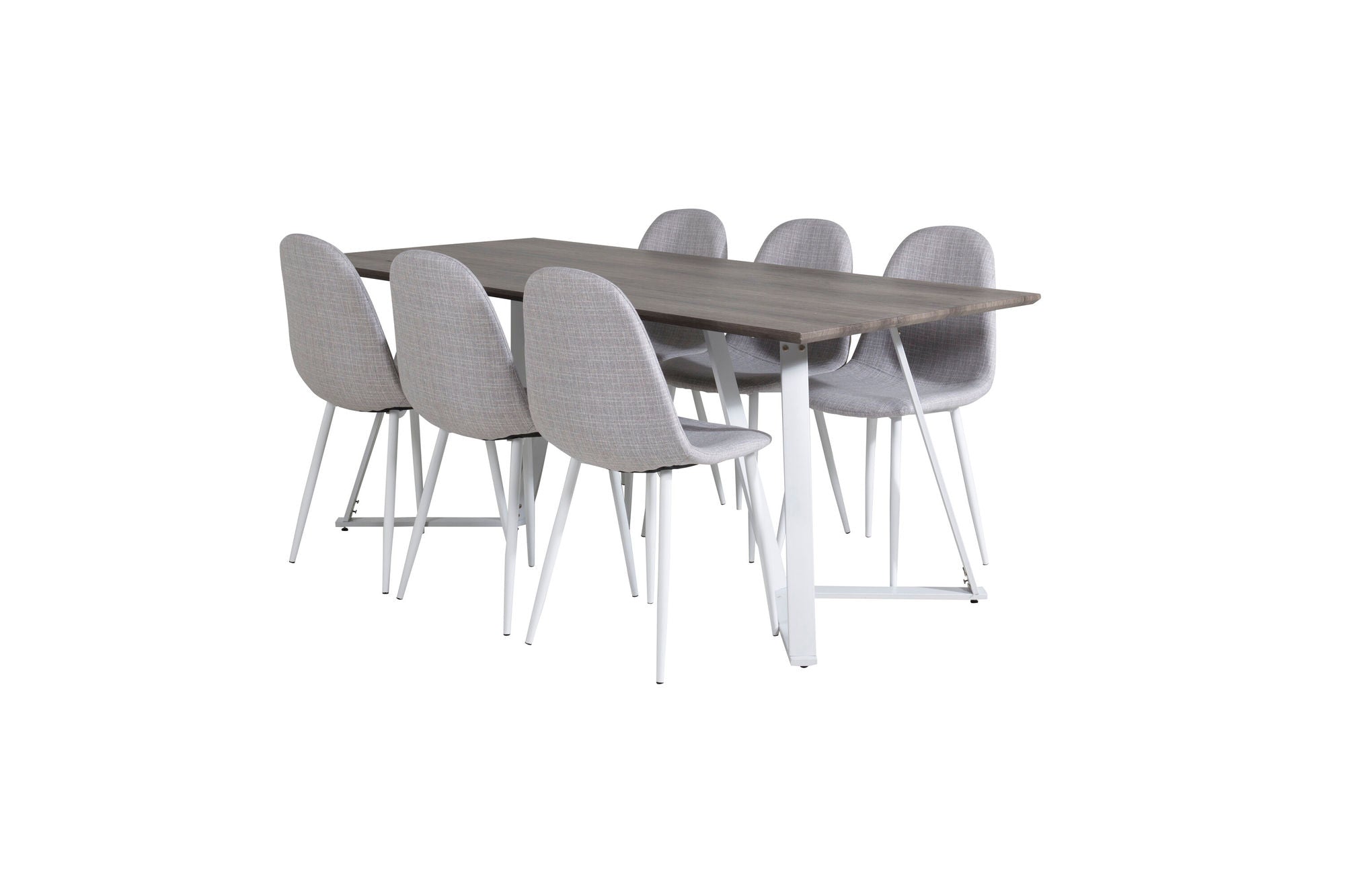 Venture Home Marina spisebord - Grey "oak" / White Legs +Polar Spisebordsstol - White Legs - Light Grey Fabric_6