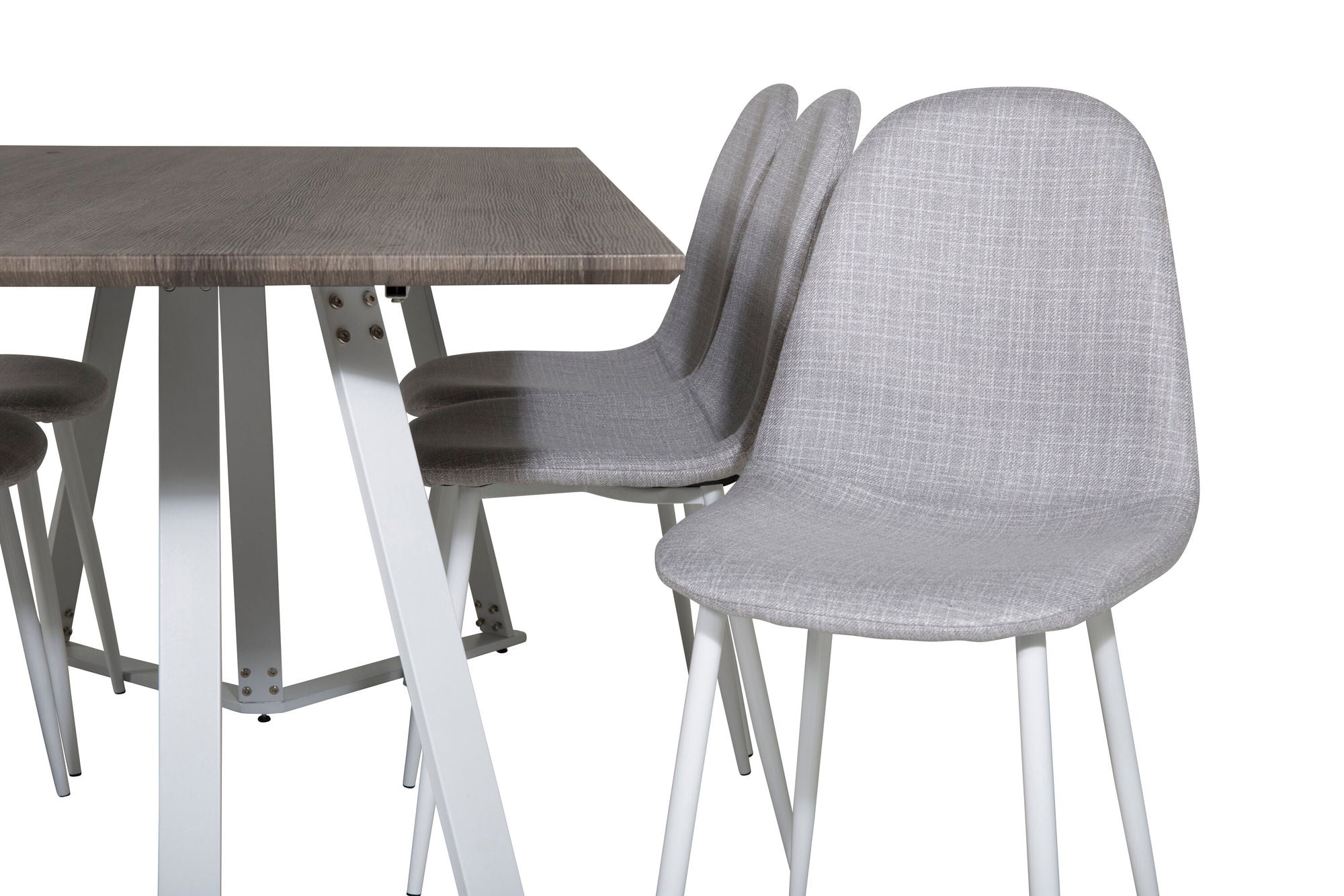 Venture Home Marina spisebord - Grey "oak" / White Legs +Polar Spisebordsstol - White Legs - Light Grey Fabric_6