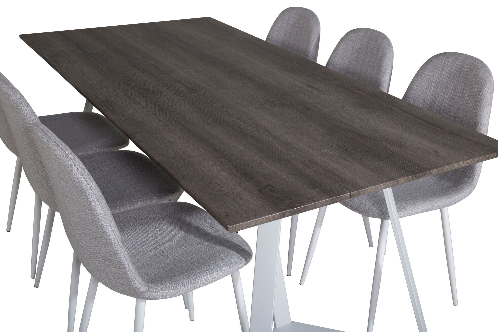 Venture Home Marina spisebord - Grey "oak" / White Legs +Polar Spisebordsstol - White Legs - Light Grey Fabric_6