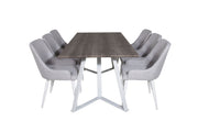Venture Home Marina spisebord - Grey "oak" / White Legs +Plaza Dining chair - White legs - Light Grey Fabric_6