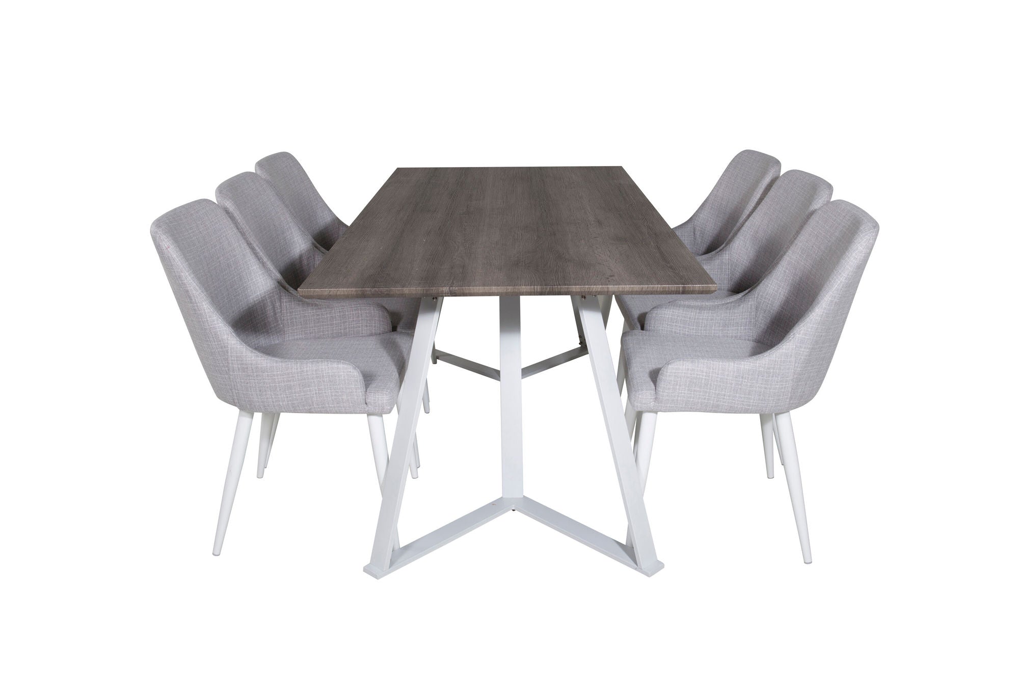 Venture Home Marina spisebord - Grey "oak" / White Legs +Plaza Dining chair - White legs - Light Grey Fabric_6