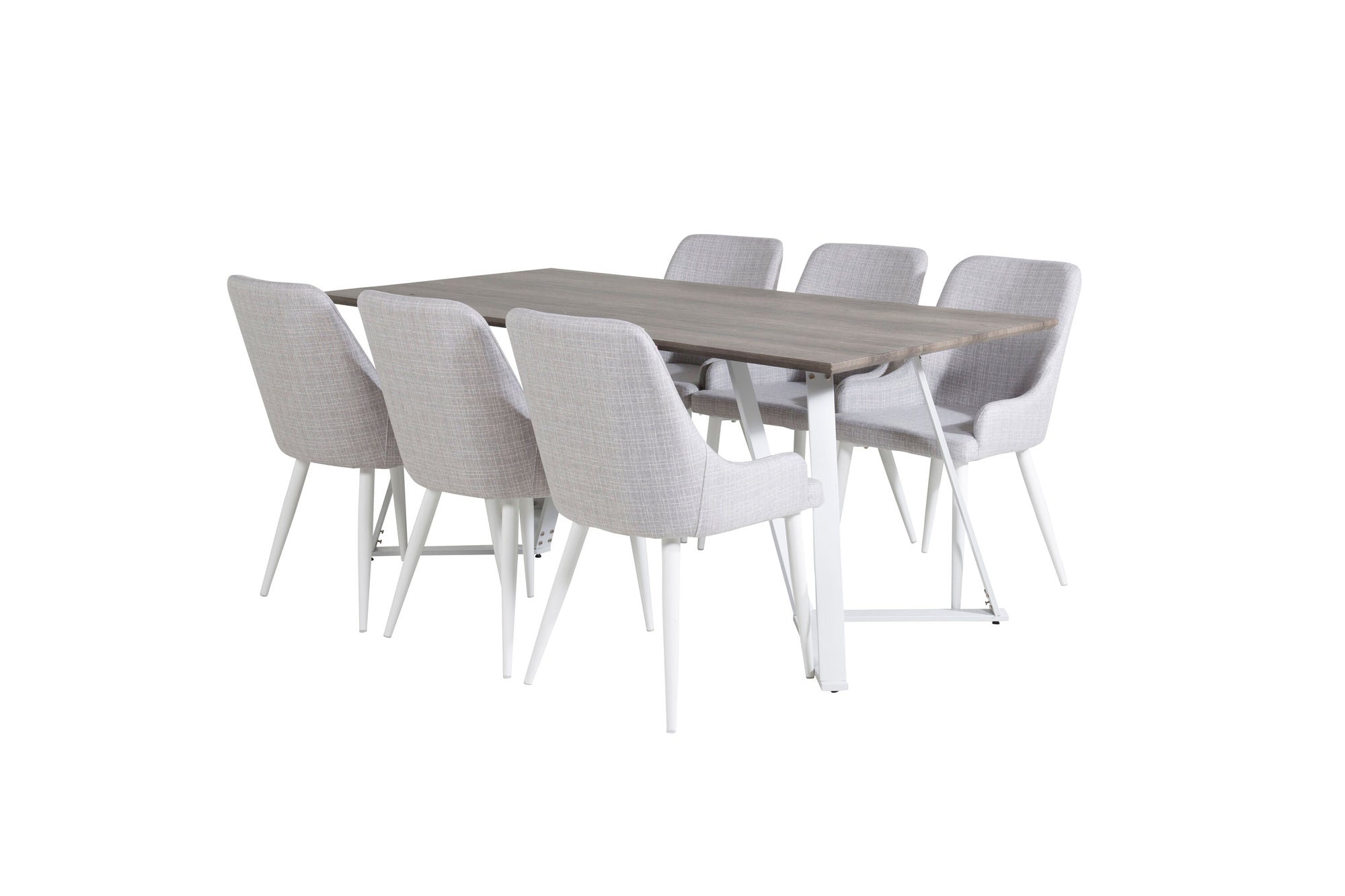 Venture Home Marina spisebord - Grey "oak" / White Legs +Plaza Dining chair - White legs - Light Grey Fabric_6