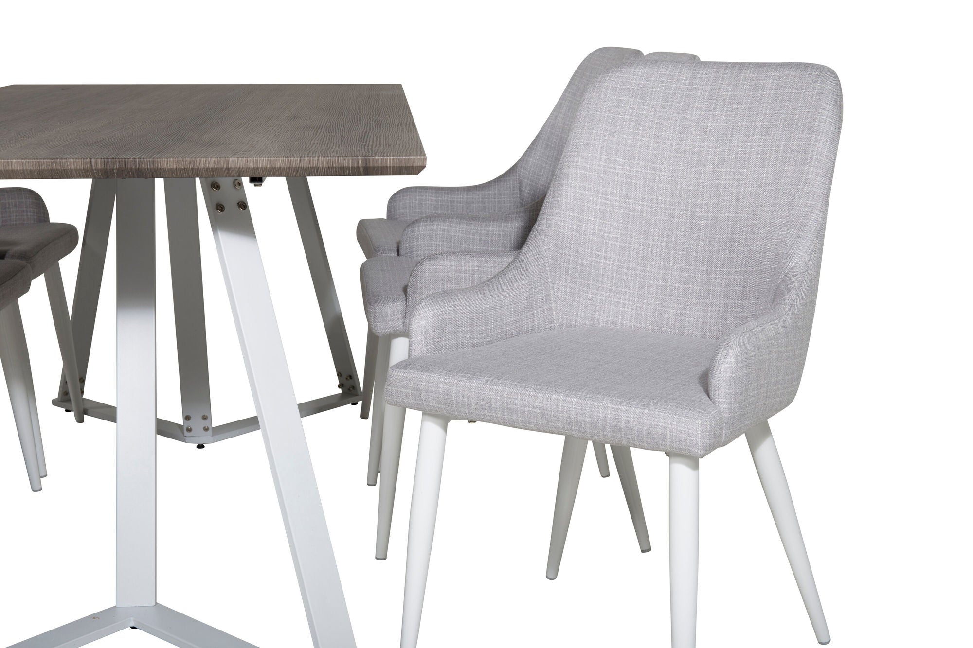 Venture Home Marina spisebord - Grey "oak" / White Legs +Plaza Dining chair - White legs - Light Grey Fabric_6