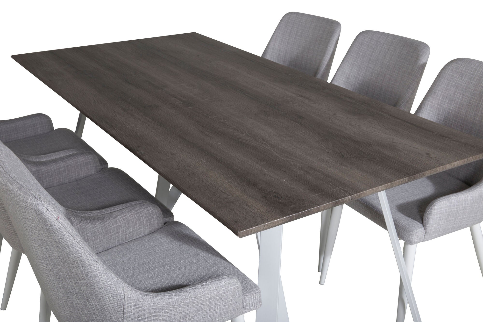 Venture Home Marina spisebord - Grey "oak" / White Legs +Plaza Dining chair - White legs - Light Grey Fabric_6