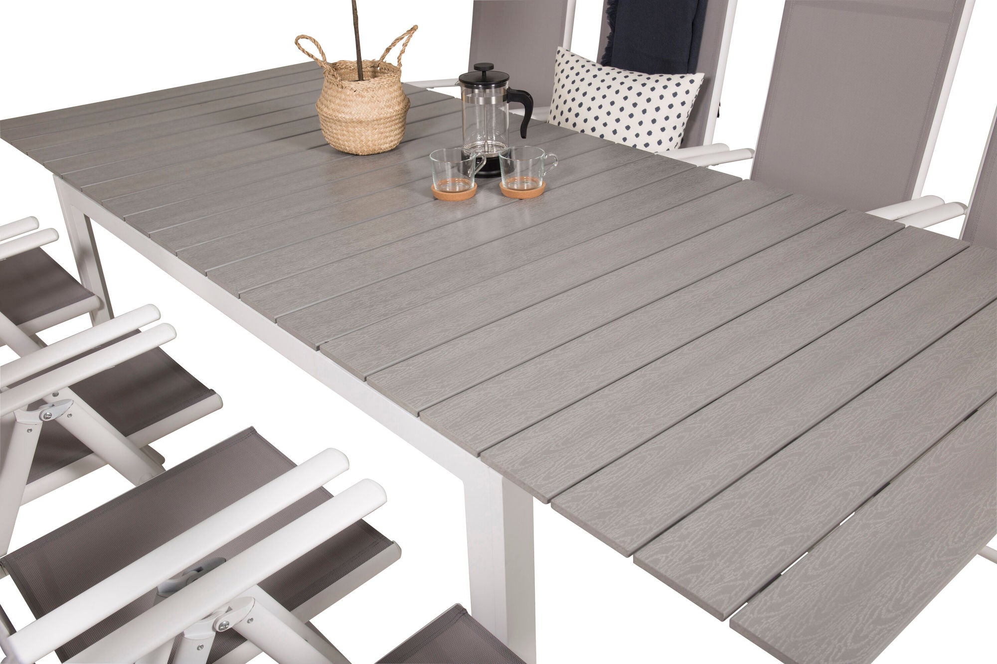 Venture Home Levels bord 160/240 - White/Grey - Break 5:pos stol - White/Grey 8