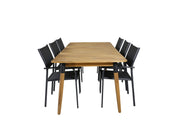 Venture Home Julian spisebord - Acasia - 210*100cm+Santorini Arm stol (Stackable) - Black alu / Black Textilene_6