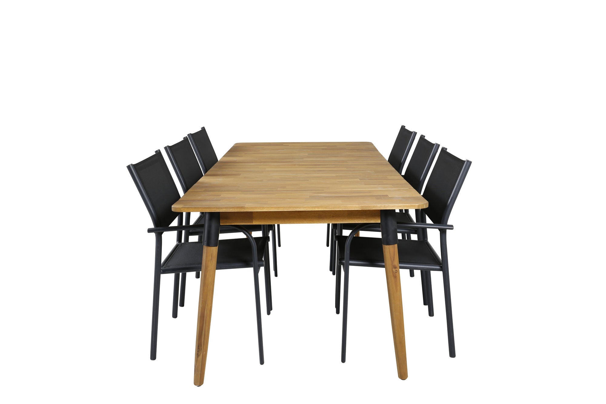 Venture Home Julian spisebord - Acasia - 210*100cm+Santorini Arm stol (Stackable) - Black alu / Black Textilene_6