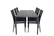 Venture Home Break spisebord - 205*90 - Black Alu / Black Aintwood+Anna Arm stol (stackab