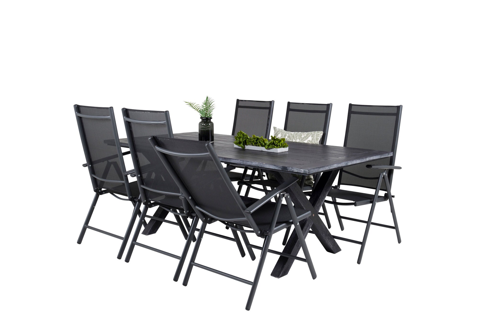 Venture Home Rives spisebord 200*100cm - Black Acacia+Break 5:pos stol - Black alu / Black Textilene_6