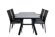 Venture Home Virya spisebord - BLACK Alu / Grey Glass - small bord+Anna stol - Black_4