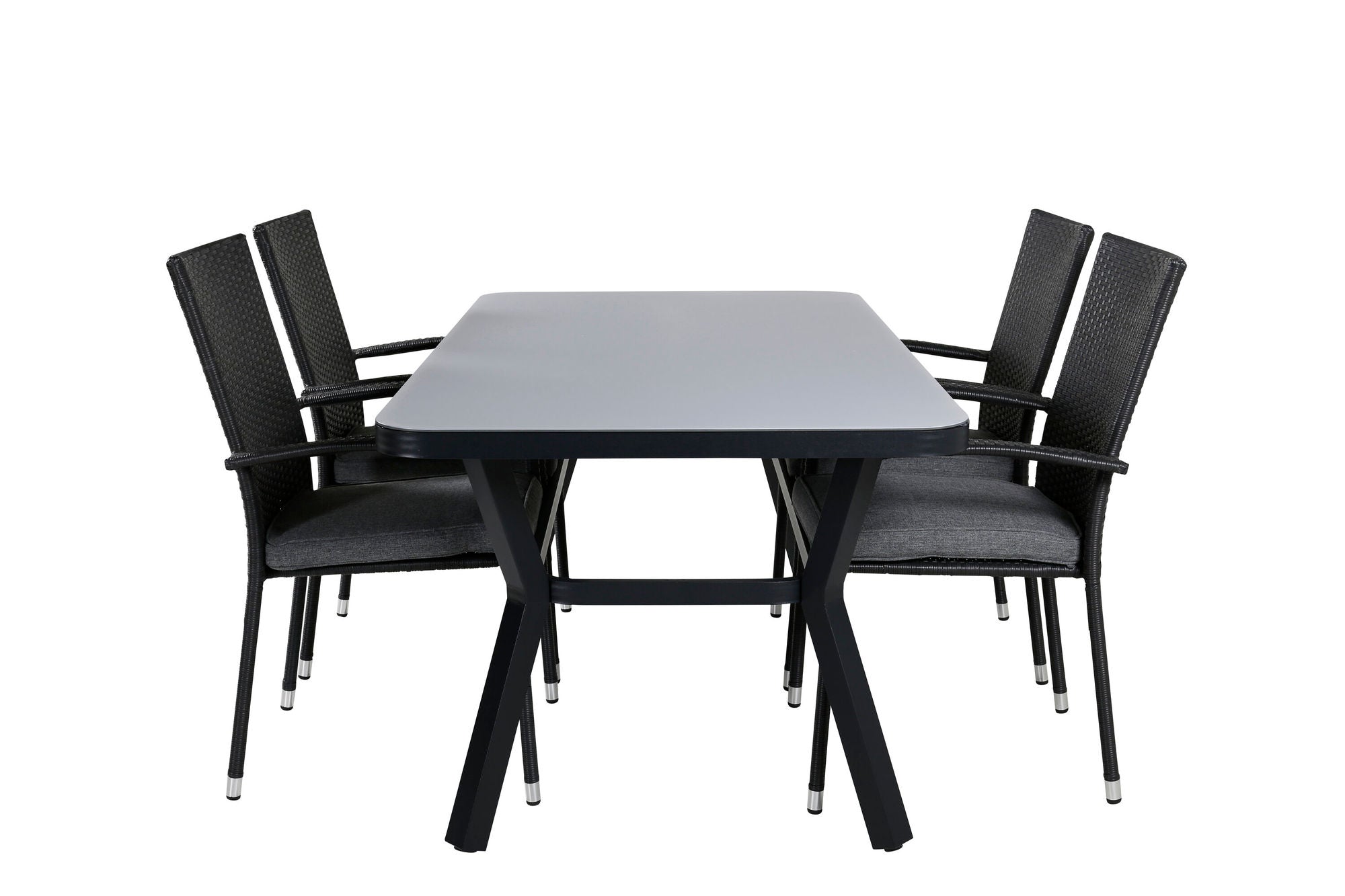 Venture Home Virya spisebord - BLACK Alu / Grey Glass - small bord+Anna stol - Black_4