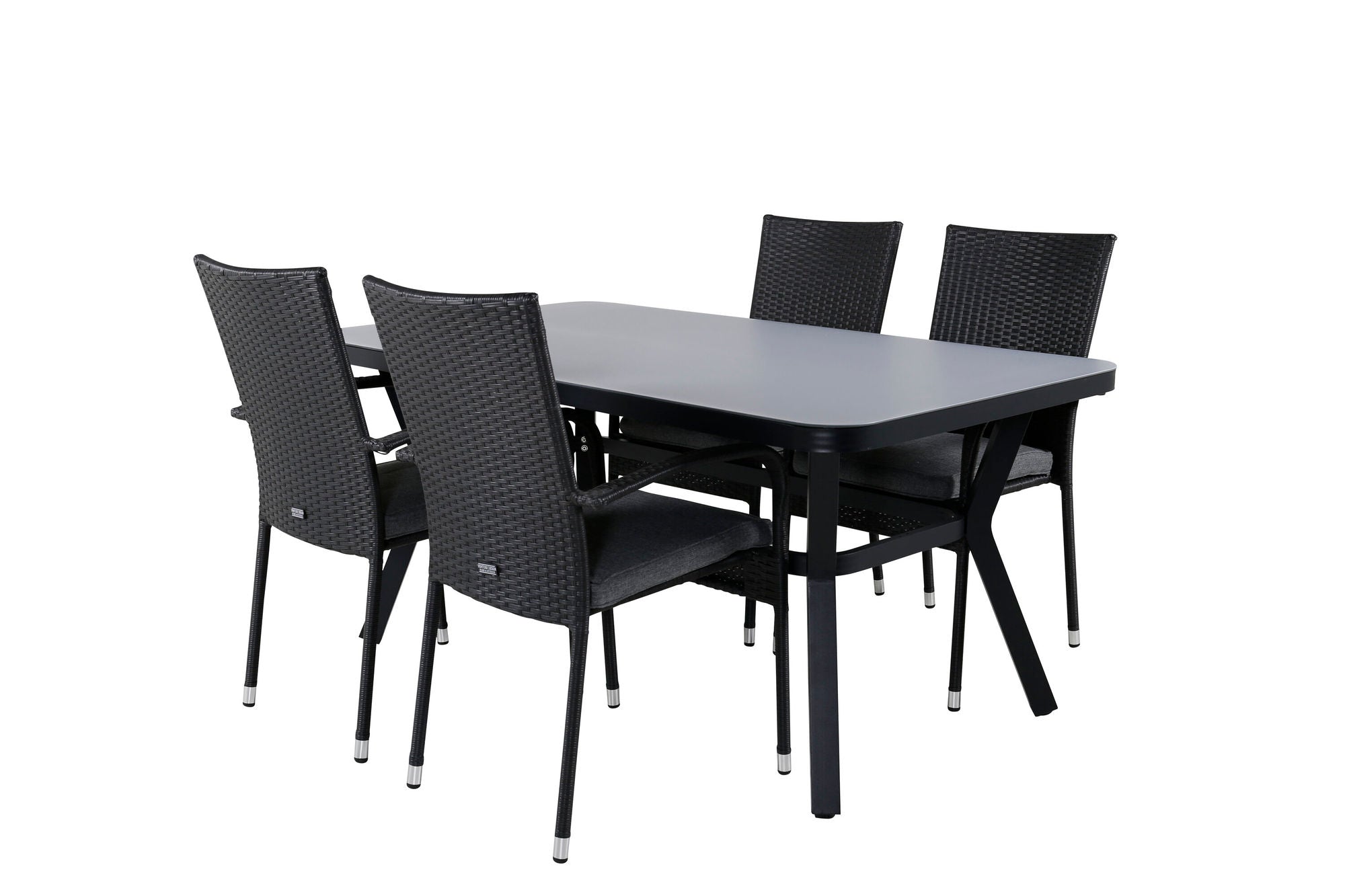 Venture Home Virya spisebord - BLACK Alu / Grey Glass - small bord+Anna stol - Black_4