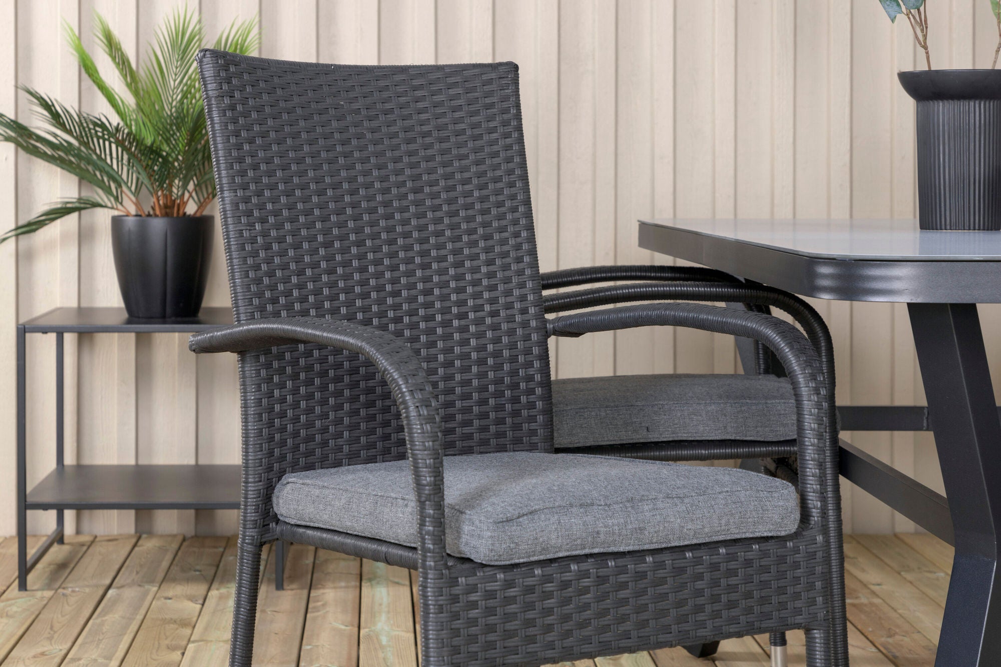 Venture Home Virya spisebord - BLACK Alu / Grey Glass - small bord+Anna stol - Black_4