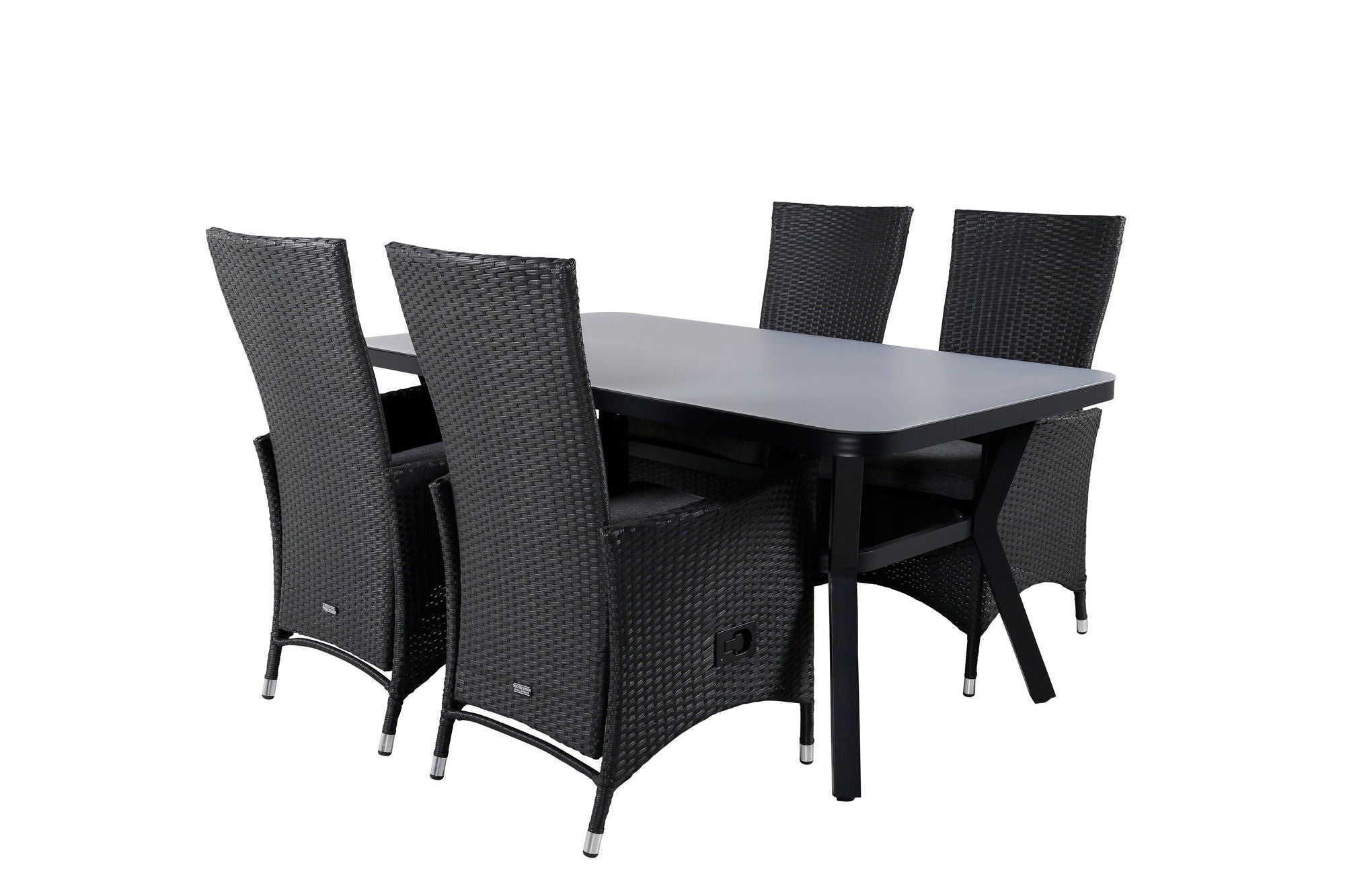 Venture Home Virya spisebord - BLACK Alu / Grey Glass - small bord+Padova stol (Recliner) - Black/Grey_4